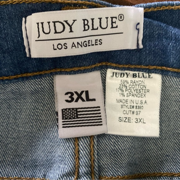 Judy Blue Tummy Tuck Jeans Womens Sixe 3XL Blue Denim Stretch Distressed Plus - Picture 9 of 10